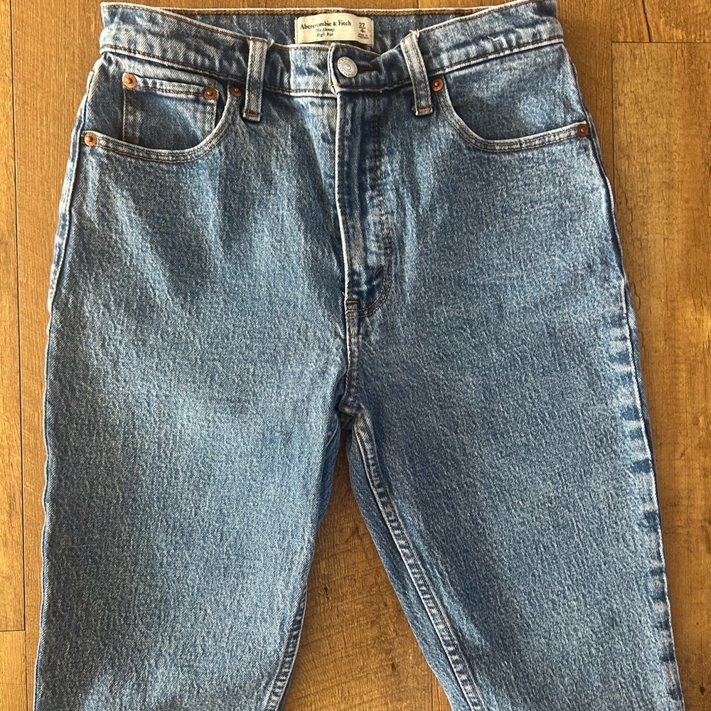 Abercrombie High Rise Skinny Jeans 27 / 4R | Light Wash Raw Hem - Picture 2 of 10